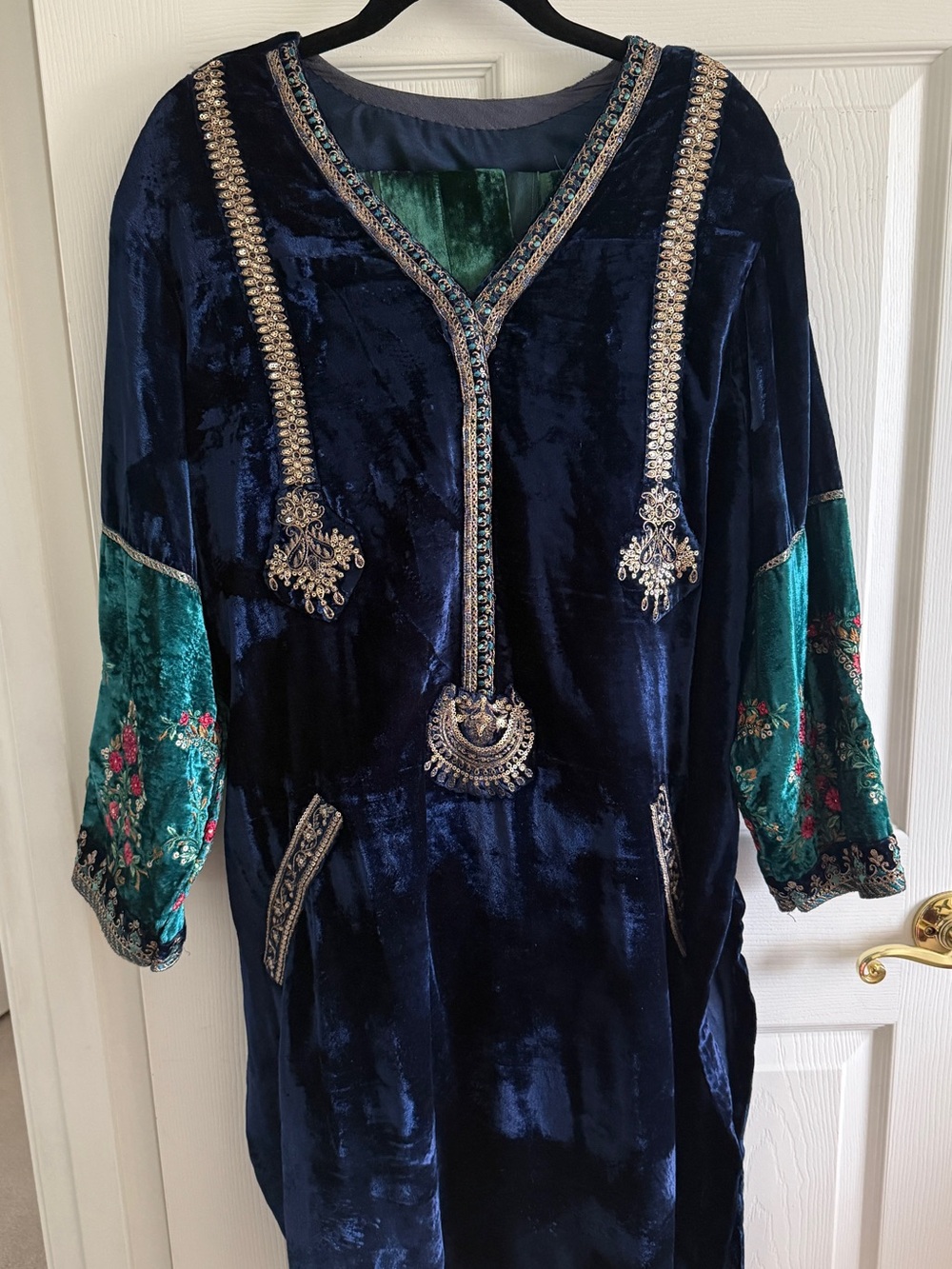 Maria B Navy Velvet Embroidered 3pc Suit Pakistani Designer